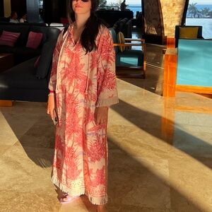 Zimmermann Coral and Lavender Palm Kimono